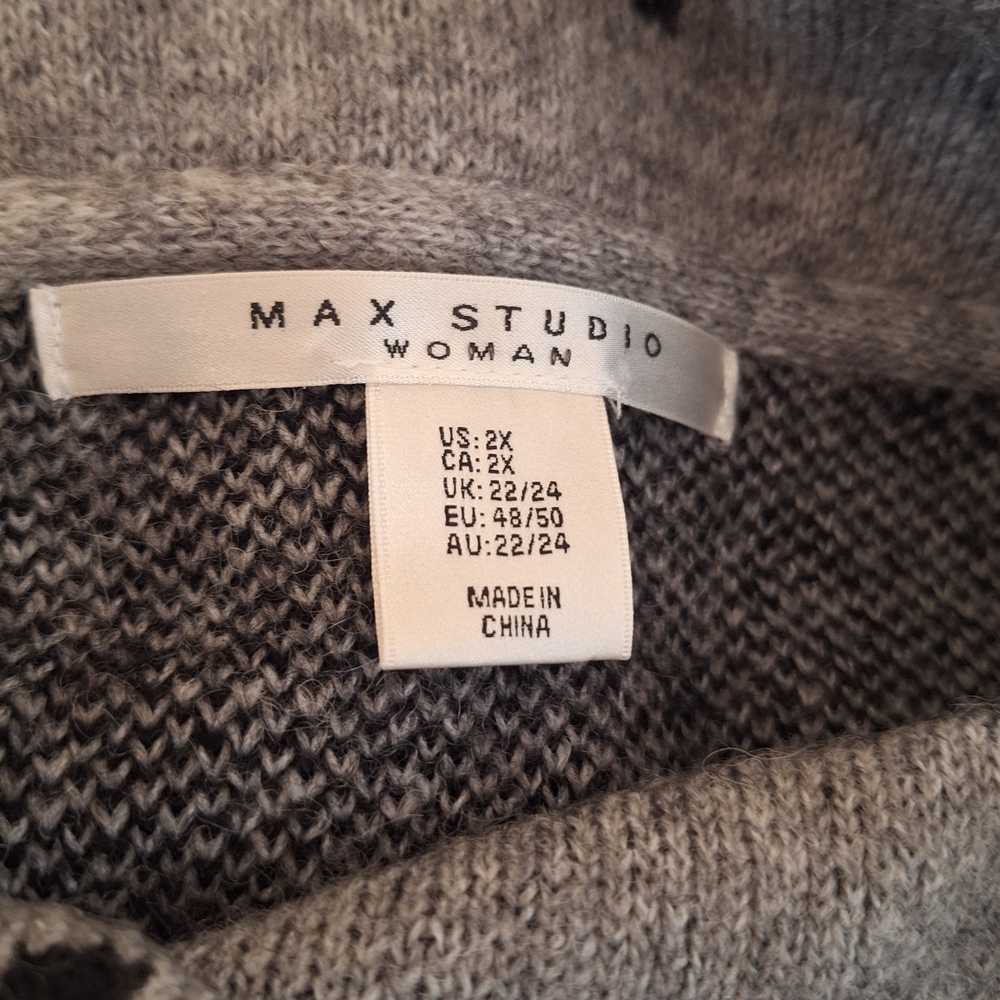 NWOT Max Studio Gray Knit Polka Dot Cardigan Versatile Size XXL - Picture 3 of 4